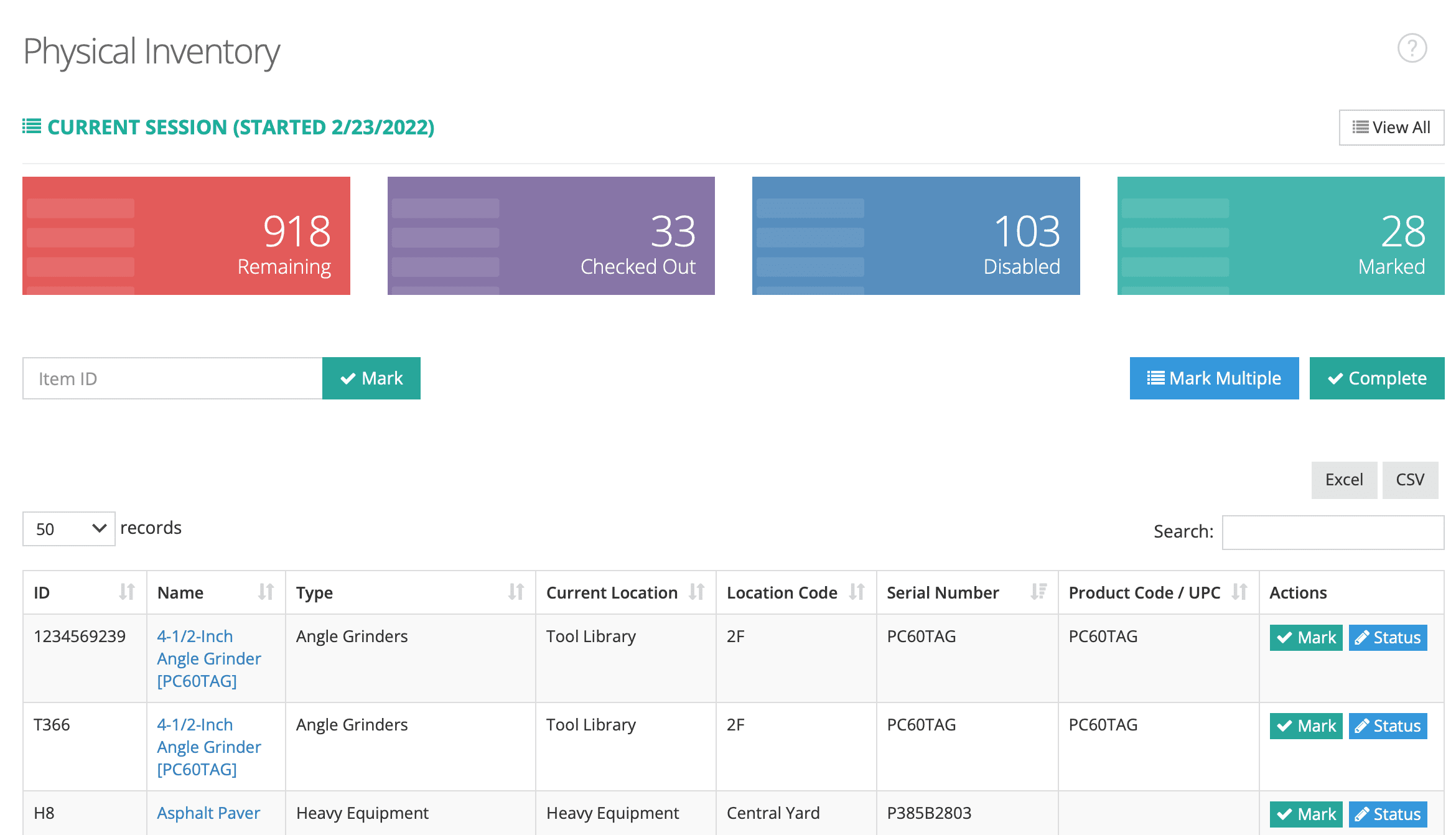 physical inventory counting